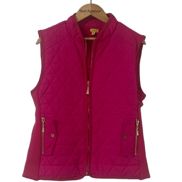Pink Quilted Vest with Gold Detail - Picture 1 of 5
